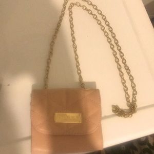 Light pink Bebe mini purse with gold chain